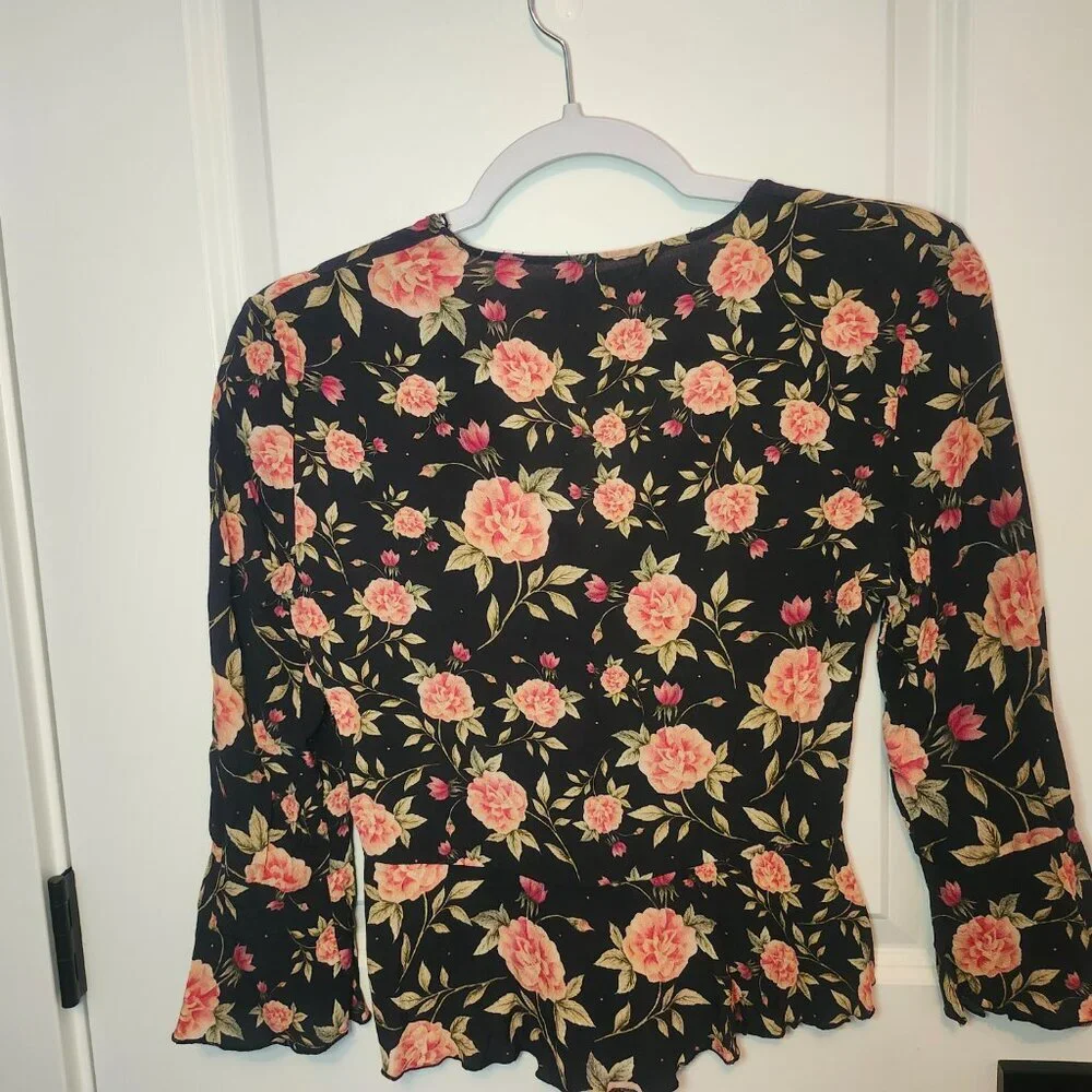 Zara Women’s Rose Print Blouse – Size Small, Excellent Condition - Picture 4 of 4